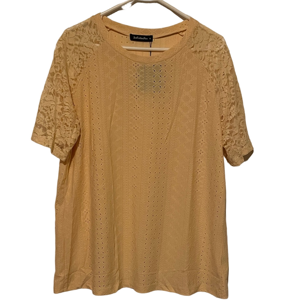 JUSTFASHIONNOW Short Sleeve Tee, Women’s XL, Yellow